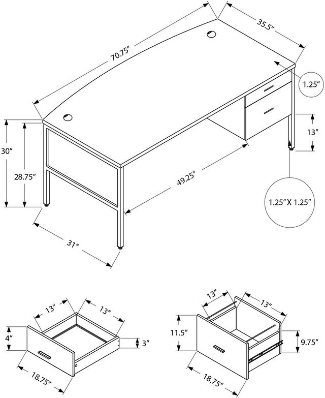 Monarch Specialties Inc. Black/Grey 72" Computer Desk-1
