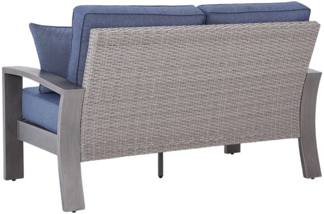 Signature Design by Ashley® Dillon Beach Blue/Gray Aluminum Outdoor Loveseat-3