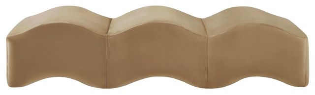 Meridian Furniture Wave Beige Velvet Upholstered Bench-1