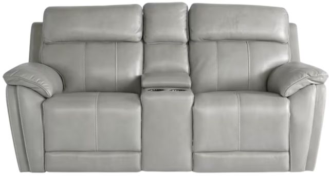 Bassett® Furniture Levitate Light Gray Leather Loveseat with Console-2