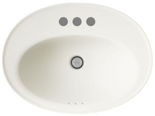 Kohler Serif® Biscuit 22.25" Oval Drop-In Bathroom Sink 3-Holes-1