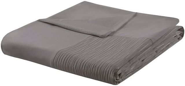 Olliix by N Natori 3 Piece Grey Full/Queen Hanae Cotton Blend Yarn Dyed Duvet Cover Set-2