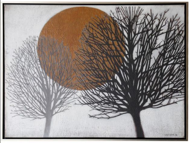 Stylecraft Moonlit Sonnet Black/Gray/Orange Wall Art-0