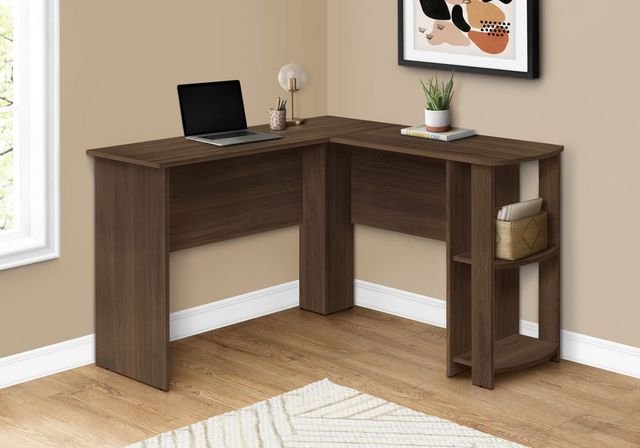 Monarch Specialties Inc. Walnut L-Shaped Desk-3
