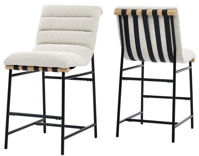 Steve Silver Co. Nicco 2-Piece Black-Eggshell Counter Stool-0