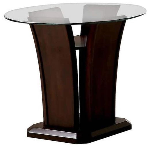 Furniture of America® Manhattan IV Glass Top End Table with Brown Cherry Base -0