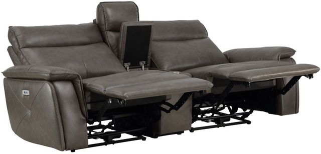 Homelegance® Maroni Dark Brown Double Power Reclining Loveseat with Center Console and Power Headrests-2