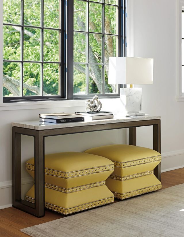 Lexington Home Ariana Vernay Polished Silver White Console Table with Charcoal Gray Base-1