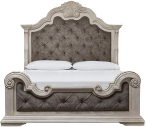 Signature Design by Ashley® Bruchandi Antique White/Gray California King Upholstered Panel Bed
