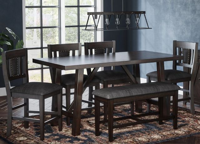 Jofran Inc. American 7-Piece Rustic Trestle Counter Table Set-0