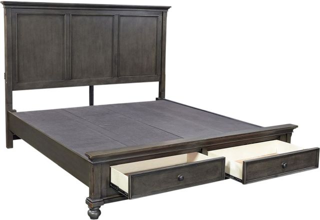 aspenhome® Oxford Peppercorn California King Panel Storage Bed-2