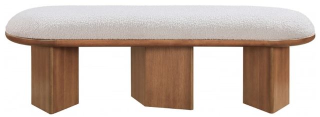 Meridian Furniture Wilshire Cream/Walnut Upholstered Bench-2