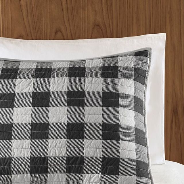Olliix by Woolrich Gray Full/Queen Buffalo Check Oversized Quilt Mini Set-1