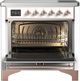 Ilve® Majestic III 36" White Pro Style Induction Range with Triple Glass Door and Copper Trim-1