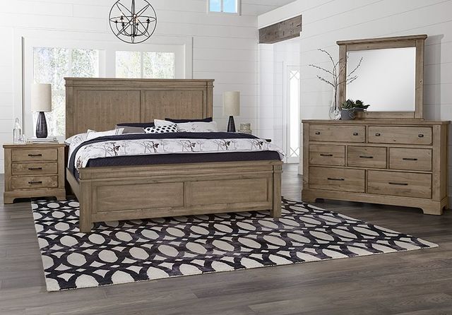 Artisan & Post by Vaughan-Bassett Cool Rustic Stone Gray California King Panel Mansion Bed-1