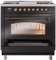 Ilve® Nostalgie II Series 36" Glossy Black Pro Style Dual Fuel Range-3