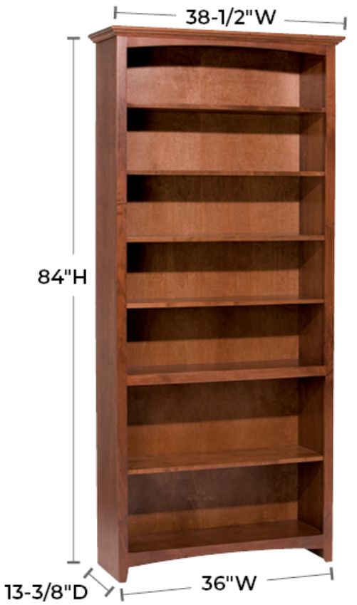 Whittier Wood® Furniture Customizable McKenzie 6-Shelf 36" Bookcase-1