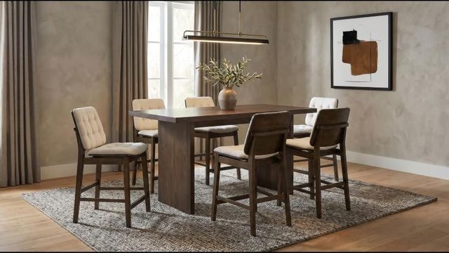 Coaster® Decker 7-Piece Cream/Walnut Rectangular Counter Dining Set-1