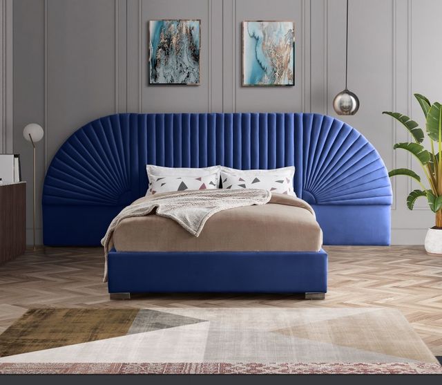 Meridian Furniture Cleo Navy Velvet King Bed-1