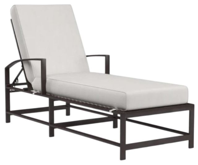 Sunset West La Jolla Espresso Aluminum Outdoor Chaise Lounge with Canvas Flax Cushion-0