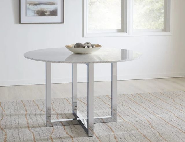 Modus Furniture Amalfi Carrara Marble Top 48" Round Dining Table with Chrome Base-1
