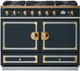 La Cornue CornuFé 110 43" Quintessential Teal Pro Style Dual Fuel Range with Brushed Brass Trim-0