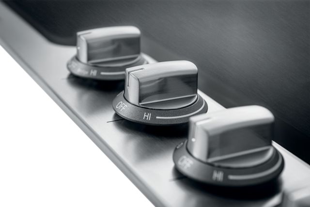 Close view of the knobs on a Frigidaire induction cooktop