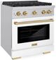 ZLINE Autograph Edition Paramount 30" Stainless Steel Pro Style Dual Fuel Range with White Matte Door and Champagne Bronze Accents-2