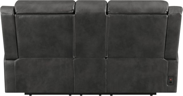 Coaster® Shallowford Hand Rubbed Charcoal Power Reclining Upholstered Loveseat with Console-2
