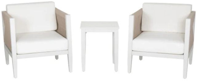 Linon Calabash 3-Piece White Aluminum/Fabric Outdoor Conversation Set-1