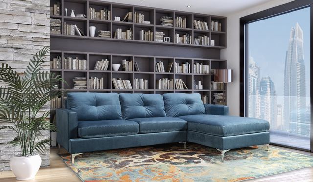 Mazin Furniture Hamilton 2-Piece Blue Right-Arm Facing Sofa Sectional and Chaise-3
