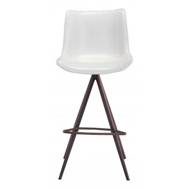 Zuo® Modern Aki White/Walnut Bar Chair-2