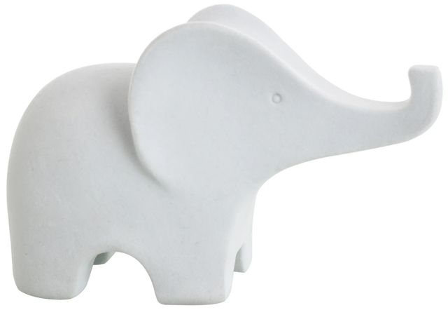 Stylecraft Matte White Flocked Elephant Sculpture-0