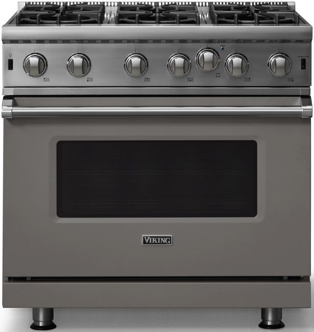 Viking® 5 Series 36" Damascus Gray Pro Style Natural Gas Range-0