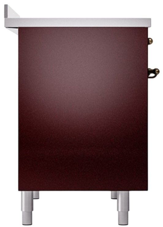 Ilve® Nostalgie II Noblesse 40'' Burgundy Pro Style Induction Range with Burnished Trim-2