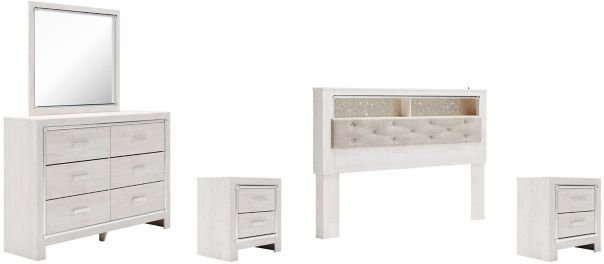 Signature Design by Ashley® Altyra 5-Piece White King Bookcase Headboard Bed Set-0