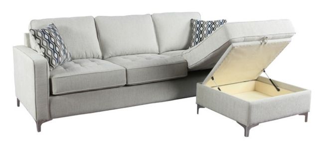 Mazin Furniture Hudson Platinum Gray L-Shape Sectional and Reversible Storage Chaise-2