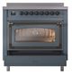 Ilve® Nostalgie II Noblesse 36'' Blue Gray Pro Style Induction Range with Burnished Trim-3