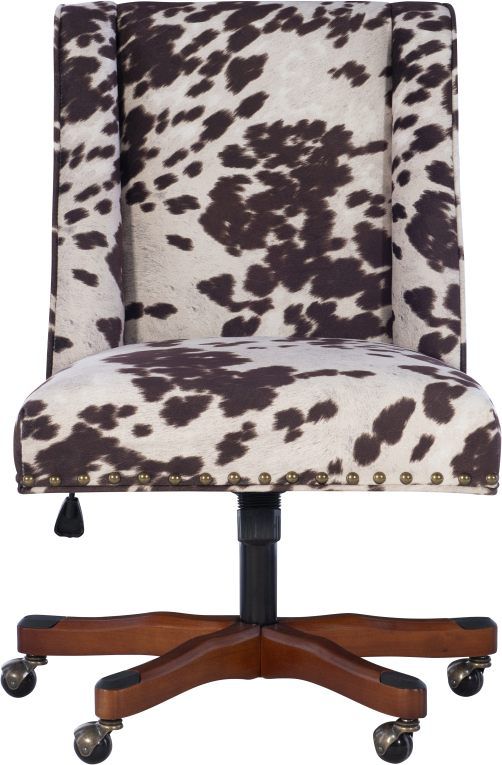 Linon Draper Brown/White Cow Print Office Chair -2