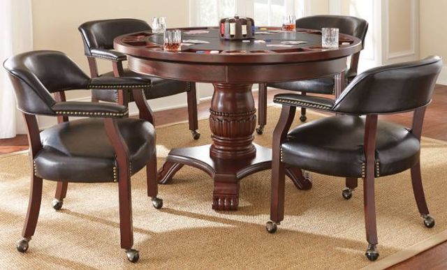 Steve Silver Co. Tournament 5-Piece Black/Medium Cherry Game Table Set-1