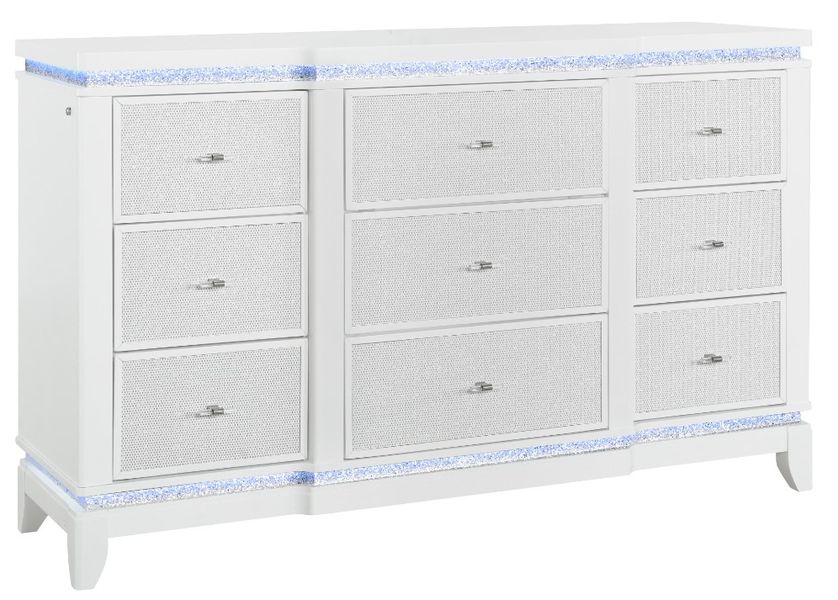 white glitter dresser Global Furniture USA Alina | Big Sandy Superstore SPECIAL