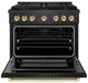ZLINE Autograph Edition Paramount 36" 5.2 Cu. Ft. Black Satin Stainless Steel Gas Range with 6 Burner DuoPro™ Cooktop and Convection Gas Oven with Champagne Bronze Accents-1