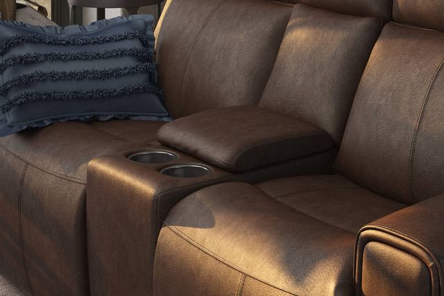 Flexsteel® Barnett Chocolate Power Reclining Loveseat with Console and Power Headrests and Lumbar-4