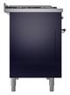 Ilve® Nostalgie II Noblesse 48'' Midnight Blue Pro Style Dual Fuel Range with Chrome Trim-2