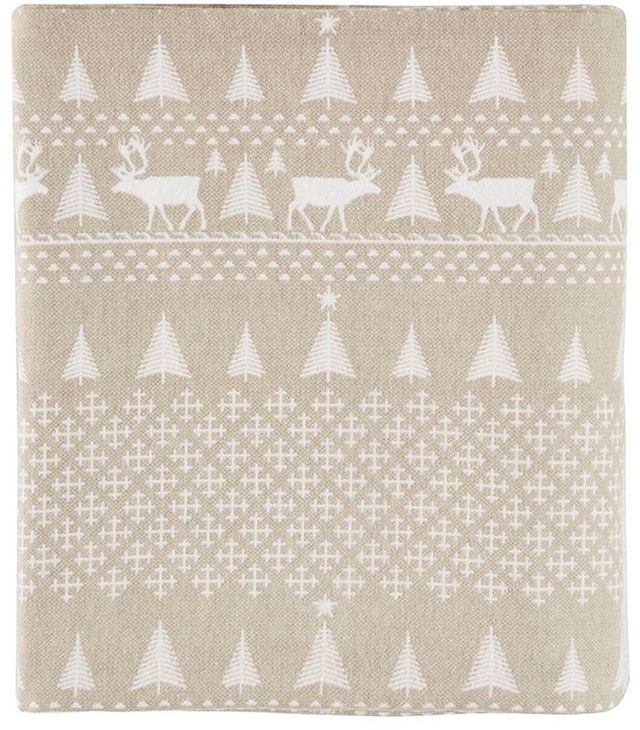 Olliix by Woolrich Tan Winter Frost Queen Flannel Cotton Sheet Set-1