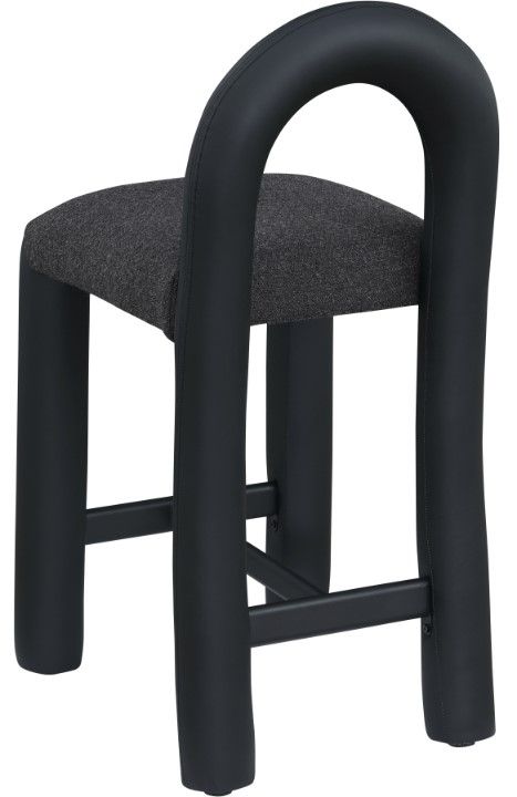 Meridian Furniture Amari Black Boucle/Vegan Leather Upholstered Counter Stool-4