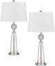 Cal® Lighting & Accessories Reverse Torch 2-Piece Brushed Steel Table Lamp Set-0
