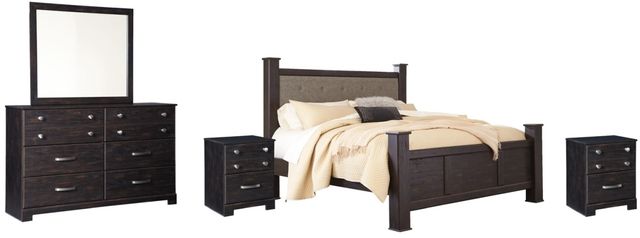 Signature Design by Ashley® Reylow 5-Piece Dark Brown King Poster Bed Set-0