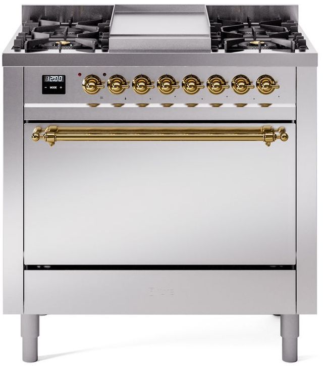 Ilve® Nostalgie II Series 36" Stainless Steel Pro Style Dual Fuel Range-0