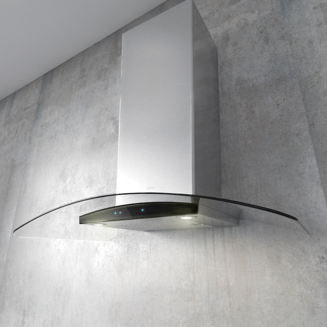 Elica Techne Series Como 30" Stainless Steel with Black Glass Wall Mounted Range Hood-4